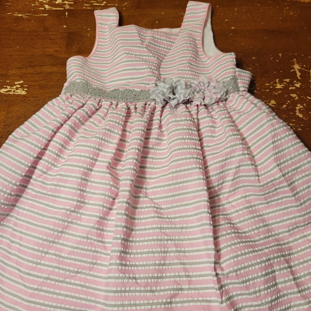 Pink and White Striped Kids Dress